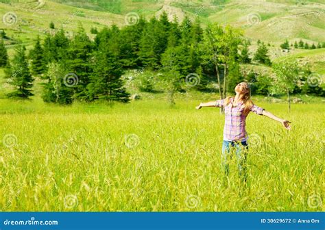 Happy girl enjoying nature stock photo. Image of nature - 30629672