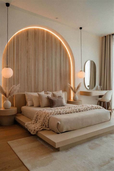 curved wall wood design bedroom  arched wall bedroom arch