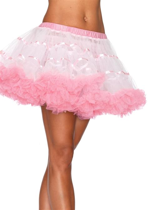 Women's Layered Striped Petticoat Dress, White/Light Pink, One Size