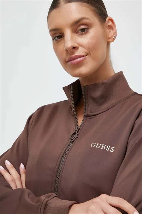 Кофта Guess жіноча колір коричневий з аплікацією | ANSWEAR.ua