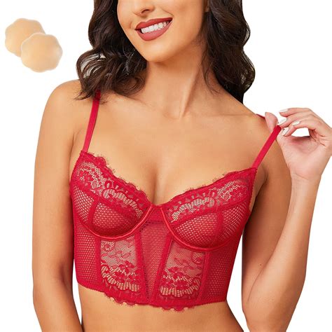 wingslove womens sexy lace balconette bra longline   unlined