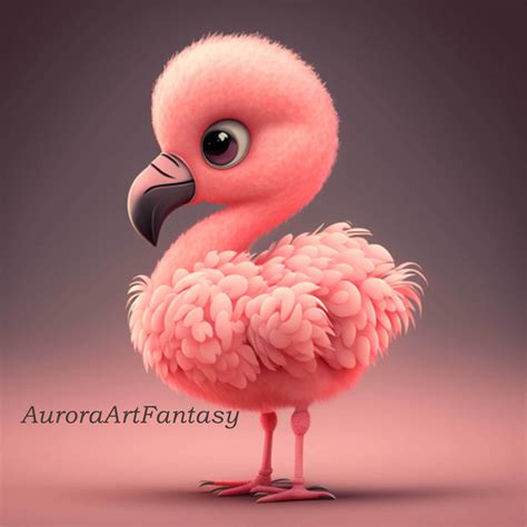 Baby Flamingo Pixar Art Baby Pink Flamingo Digital Art Nursery - Etsy