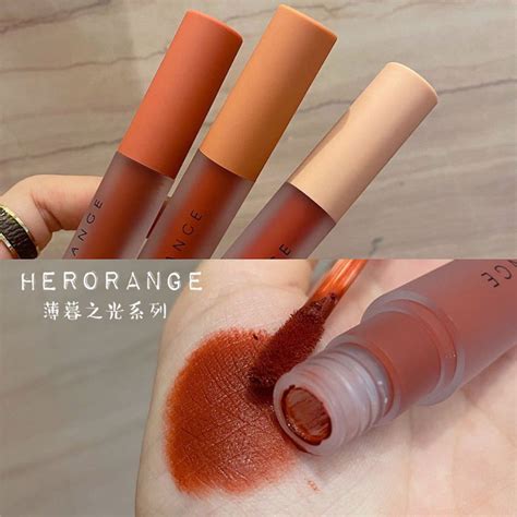 HERORANGE ลิปสติกจิ้มจุ่ม เนื้อกำมะหยี่ สีสวย เม็ดสีแน่น ติดทนนาน ...