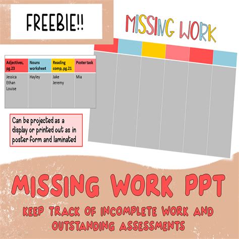 freebie missing work display teacha