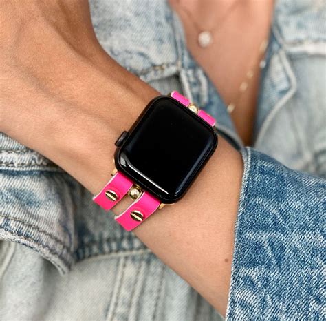 Hot Pink Leather Apple Watch Band 40mm 41mm 38mm 42mm 44mm 45mm Women ...