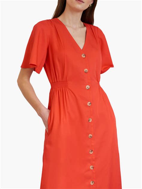 Great Plains Yelena Short Sleeve Midi Dress, Scarlet | Midi short