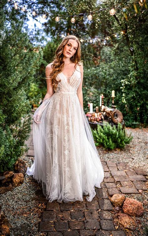 Beach Boho Wedding Dress With V-Neckline | All Who Wander Wedding Dresses