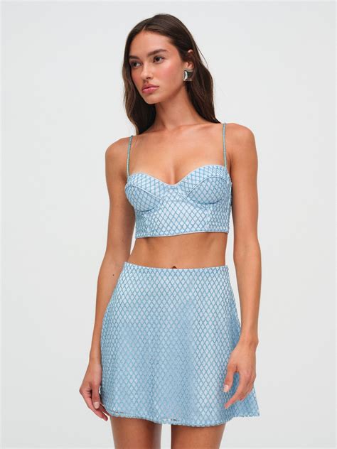 Glitter Grid Mini Skirt — Blue | For Love & Lemons