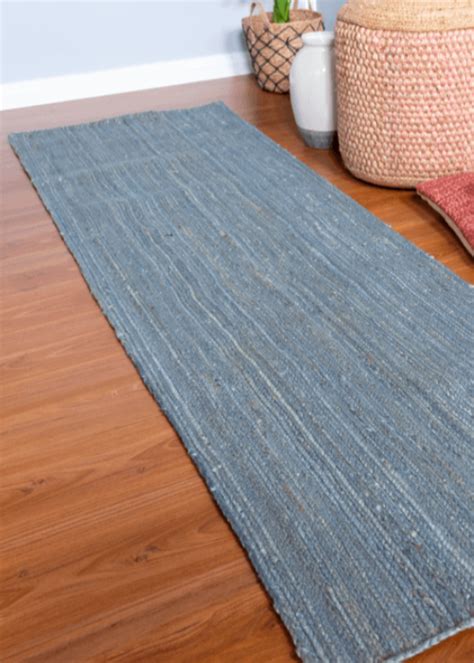 Light Blue Jute Runner Rug – Rug House NZ