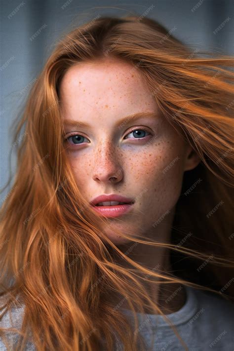 Premium Photo | Portrait of a redhead girl with freckles on her face