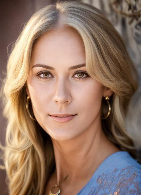 Stunning Middle-Aged Woman with Blonde Hair and Light Brown Eyes