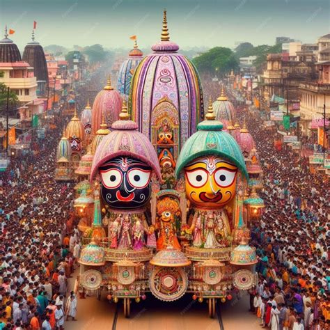 Ratha Yatra of Lord Jagannath vector illustration | Premium AI ...