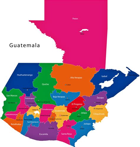 Mapa de regiones y provincias de Guatemala - OrangeSmile.com