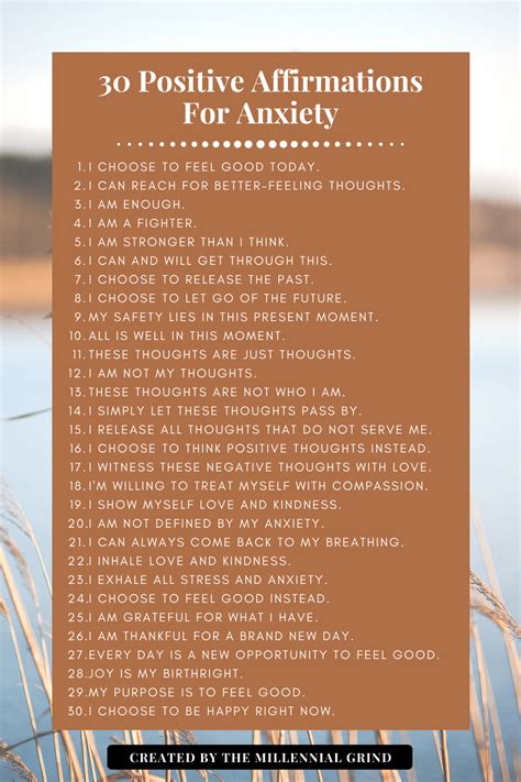 30 Positive Affirmations For Anxiety | The Millennial Grind