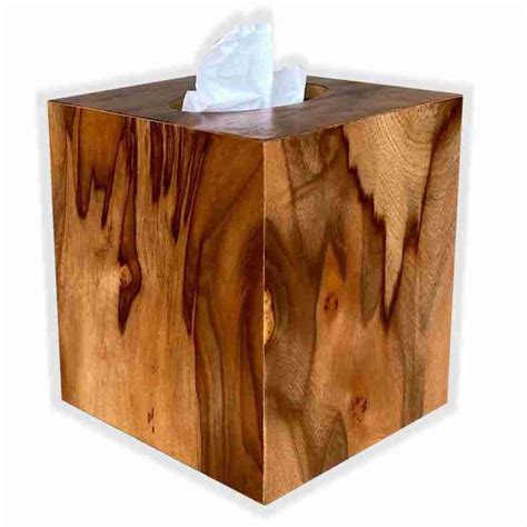 Tissue Box Cover Mappa Burl veneer- Cube Square Size Holder - The ...