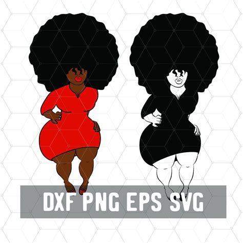 Thick Black Woman- Black Girl Magic - Natural Afro Hair SVG - Curvy