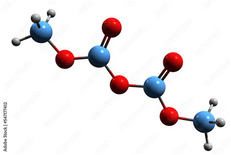 3D image of Dimethyl dicarbonate skeletal formula - molecular chemical ...