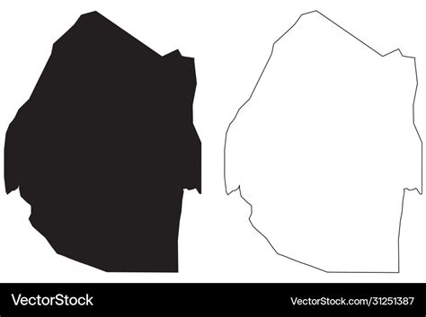 Eswatini country map black silhouette and outline Vector Image