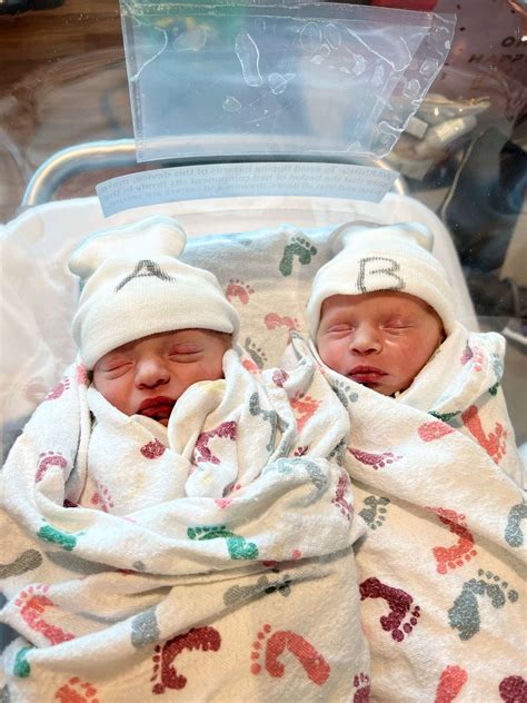 Newborn Baby Twin Boys In Hospital