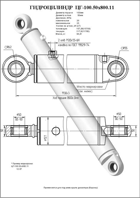 Гидроцилиндр ЦГ-100.50х800.11