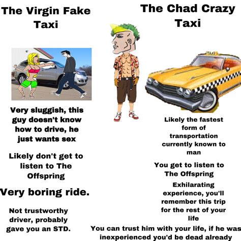 The Virgin Fake Taxi vs The Chad Crazy Taxi : virginvschad