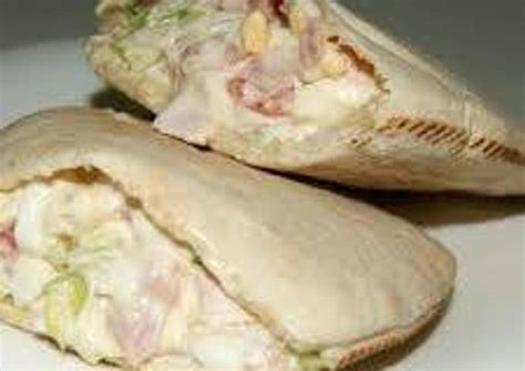 Pan de pita relleno de jamón y queso Receta de Ana Arias- Cookpad