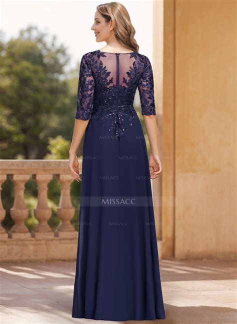 Exquisite Plunge Neck Floral Embroidered Sleeves Chiffon Mother Of The