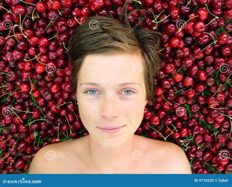 Girl with cherries stock image. Image of food, nutrition - 9710235