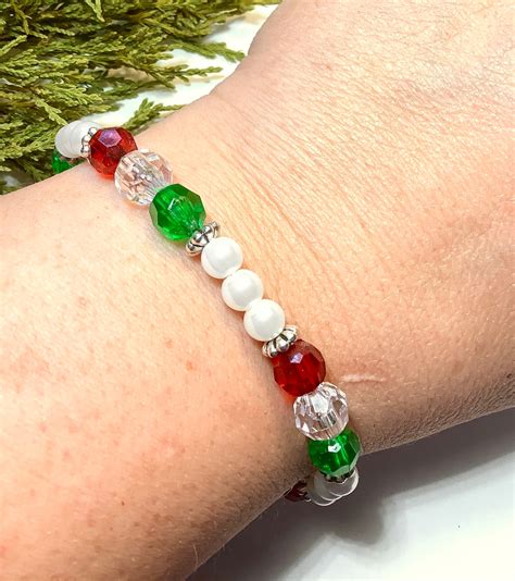 Christmas Bead Bracelet With Snowflake Charm - Etsy