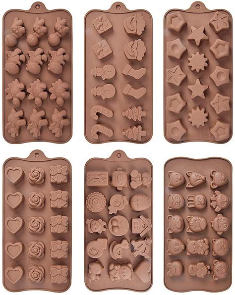 Buy 6 Pack Silicone Chocolate Candy Molds, Different Shapes and Patterns Silicone Baking Mold ...