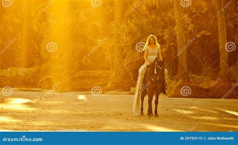 Medieval Woman on Horseback Stock Image - Image of panoramic, dress ...