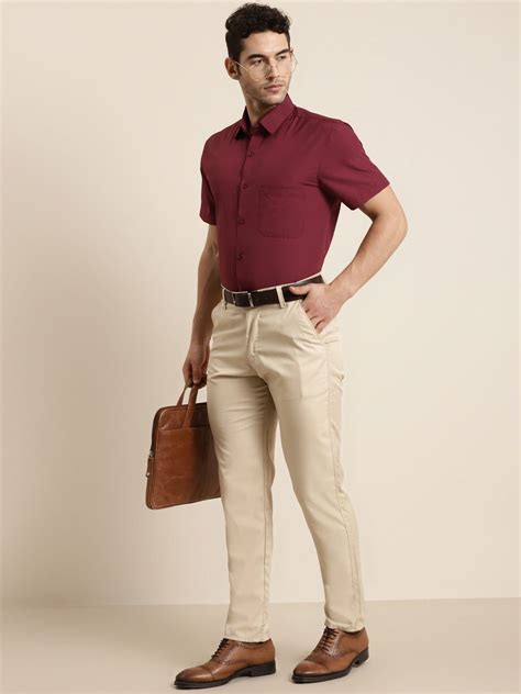 mens cotton maroon  sleeves casual shirt maroon shirt outfit