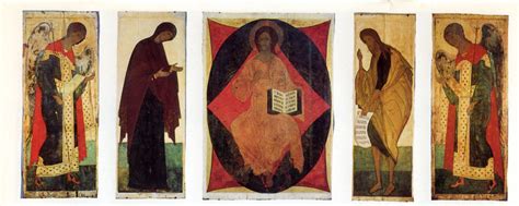 Средняя часть деисусного чина: архангел Михаил, Богоматерь, Спас в ...