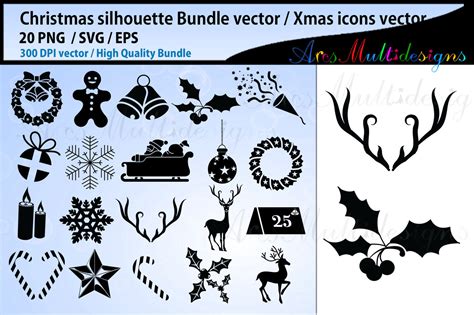 christmas svg silhouette bundle / christmas svg silhouette bundle By ArcsMultidesignsShop ...