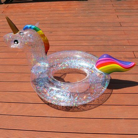 Crystal Unicorn Sequin Inflatable Pool Float Swimming Ring For Kids ...