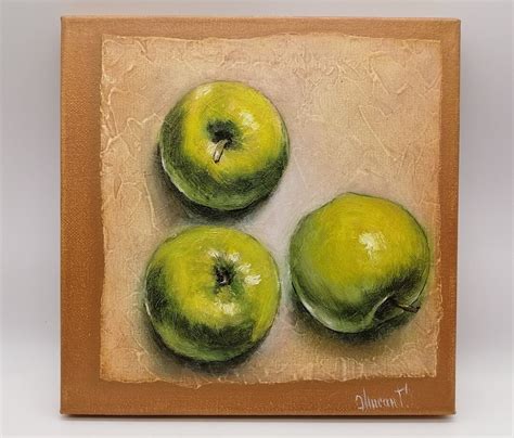 Apple Art Original Oil Painting Fruit Wall Art Apple Art Fruit Painting ...