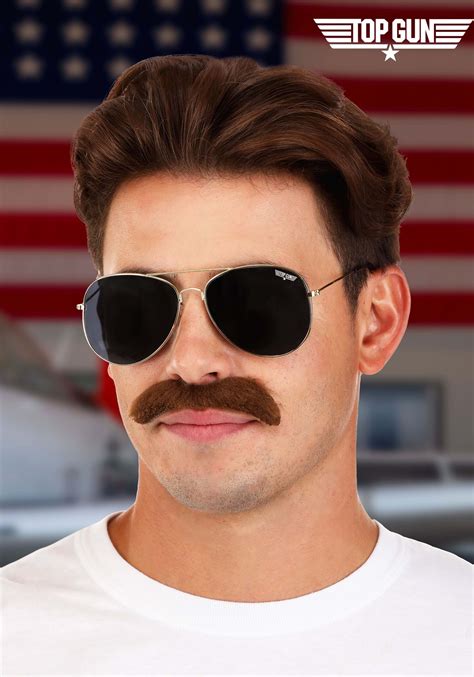 Top Gun Sunglasses & Mustache Adult Costume Kit | Movie Accessories
