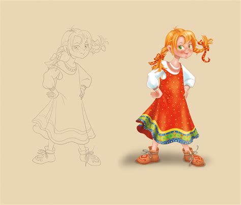 Иллюстрация Веснушка персонаж в стиле графика | Illustrators.ru