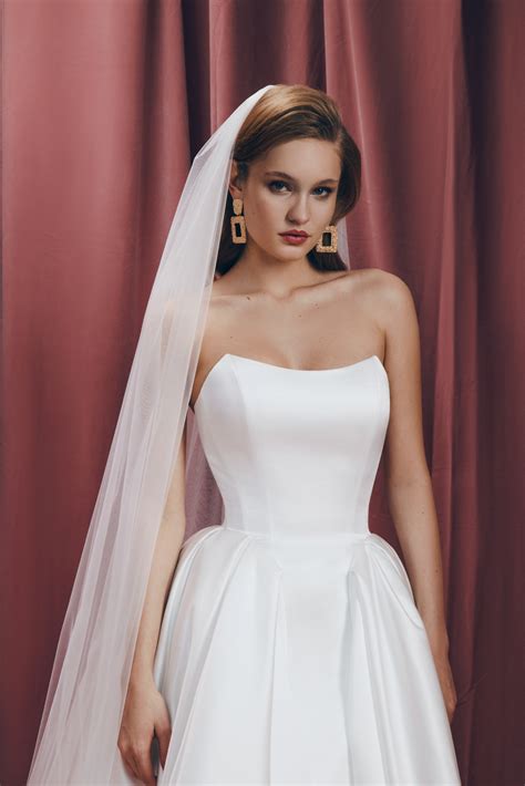 Off-the-Shoulder Satin Bridal Gown