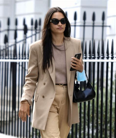Shanina Shaik Looking Stylish in a Beige Trousers and Jacket - London ...