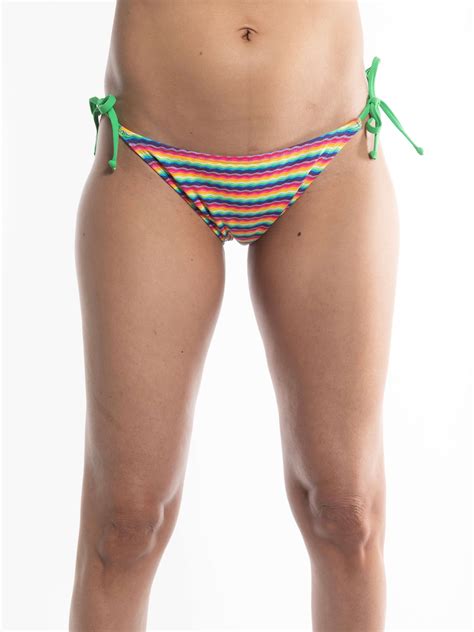 Popina String Bikini Bottom Wavy Rainbow