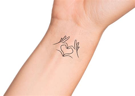 Heart Hands Symbol Outline Temporary Tattoo Heart Fingers - Etsy