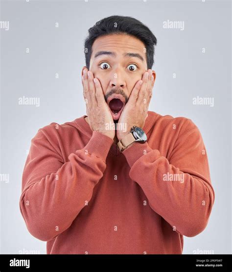 surprise shock face  portrait  man  white background  emoji