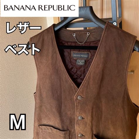 バナナリパブリック レザーベスト ジレ ビンテージレザー シボレザー リラックス by メルカリ