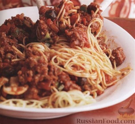 Спагетти болоньезе, рецепты на RussianFood.com: 17 рецептов спагетти ...
