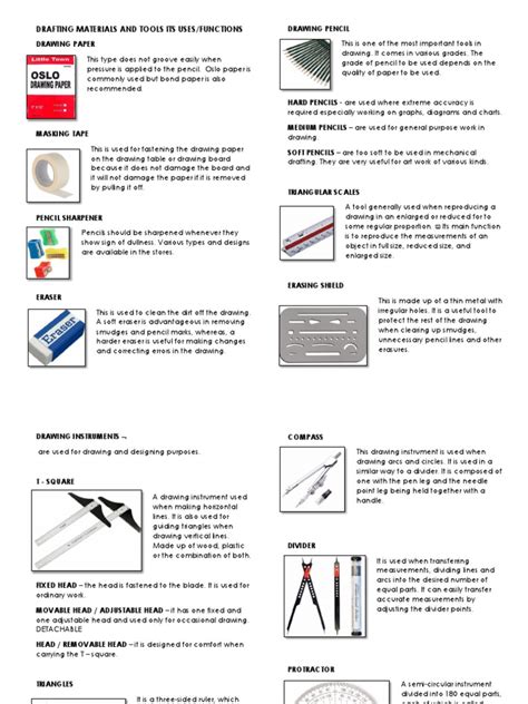 Drafting Materials and Tools Its Uses | Pencil | Drawing