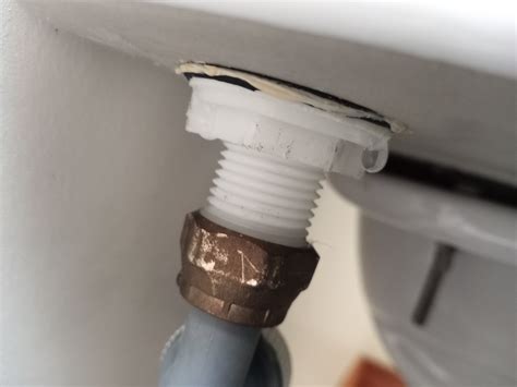 Replace valve/washer/nut/seal for cistern water inlet leaking where nut