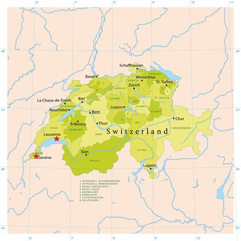 Lake geneva switzerland map - Map of lake geneva switzerland (Western