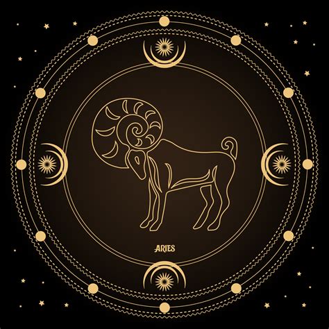 Aries zodiac sign, astrological horoscope sign in a mystical circle