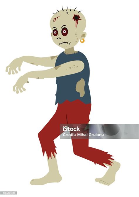 Ilustrasi Zombie Menakutkan Kartun Terisolasi Dengan Latar Belakang ...